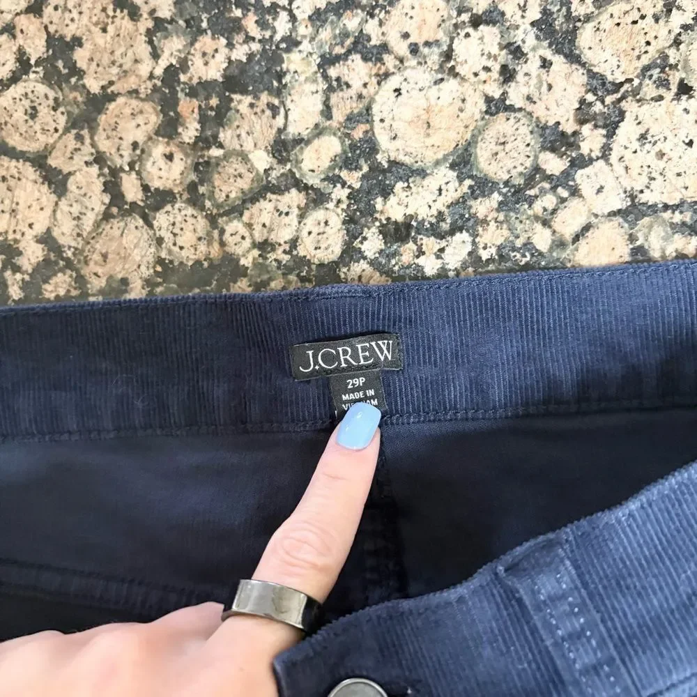 J.Crew Cropped Wide Leg Corduroy Pants Women’s Size 29P Blue High Rise